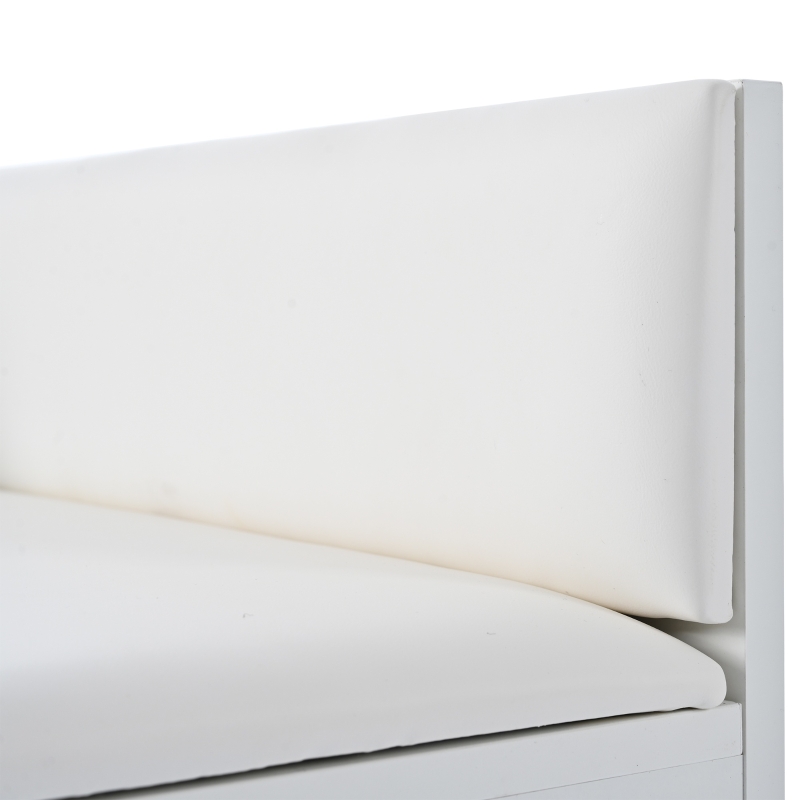 Banc Meuble à Chaussures Moderne avec Assise Rembourrée et Dossier, Rangement Multifonction et Pieds en Métal, 100x38x58 cm, Blanc