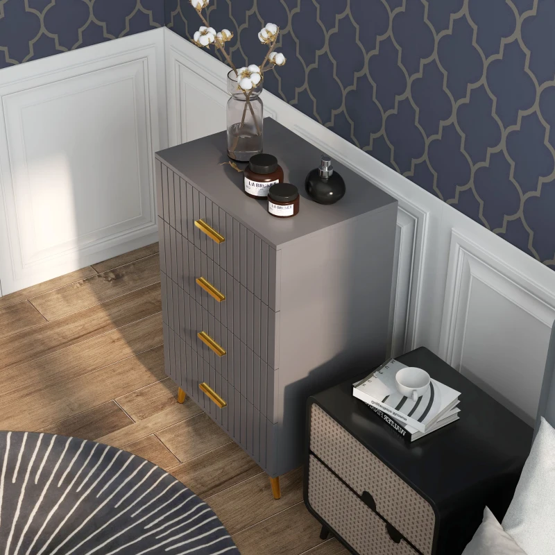 Homcom Comoda Moderna – 4 Sertare, 60×40×90 cm, Gri inchis