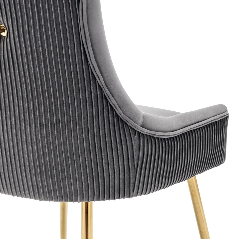 Ensemble de 2 fauteuils modernes en velours avec rayures verticales et assise rembourrée, 54x57,5x86,5 cm, Gris