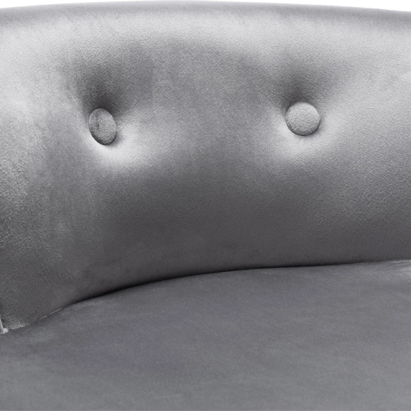 Chaise en Velours pour Chambre, Chaise de Coiffeuse avec Pieds en Chêne, 45x38,5x58 cm, Gris