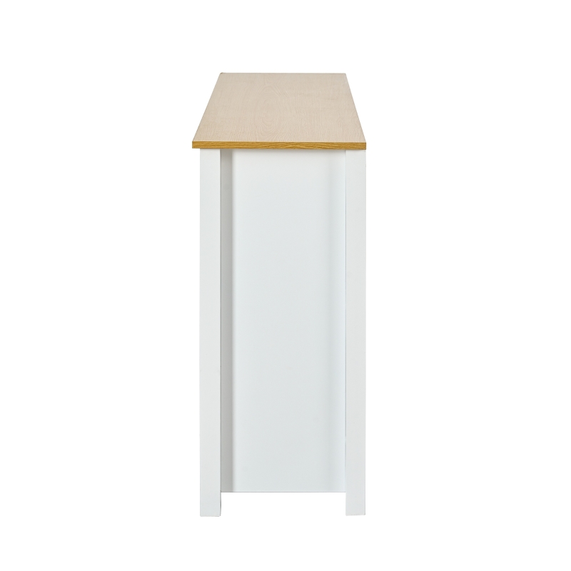 Buffet Moderne en MDF Laqué avec 2 Portes et 3 Tiroirs, Poignées en Métal, 120x35x80 cm, Blanc