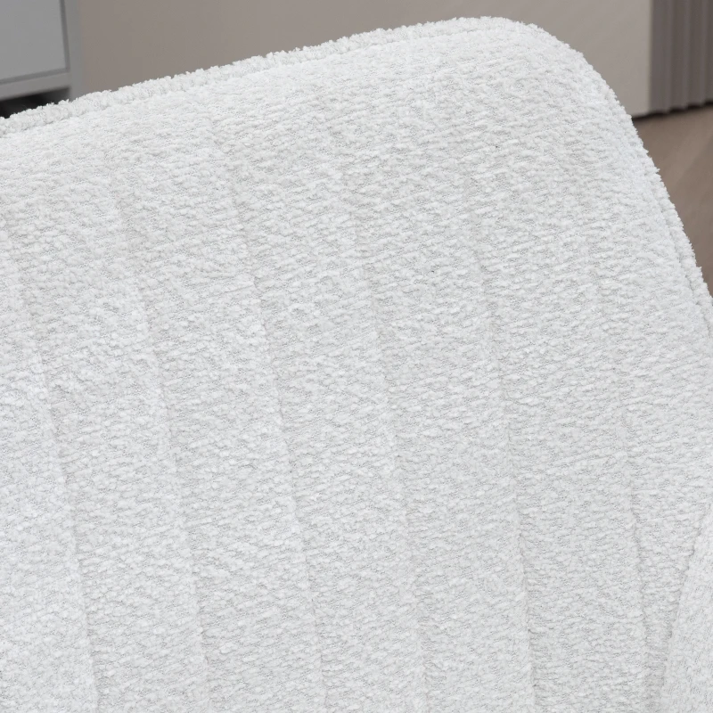 HOMCOM Scaun de Birou din Material Textil cu Înălțime Reglabilă, Scaun de Birou Pivotant cu Cotiere și Rotile, 58x58x83-93 cm, Alb