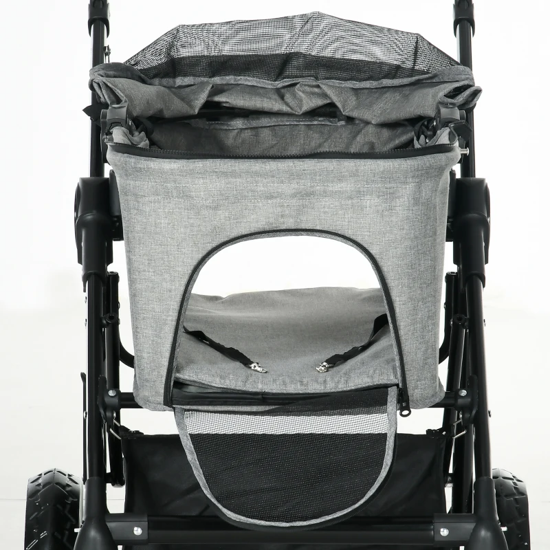 PawHut Hundebuggy 2 in 1 Design, Hundetasche, klappbar, Grau