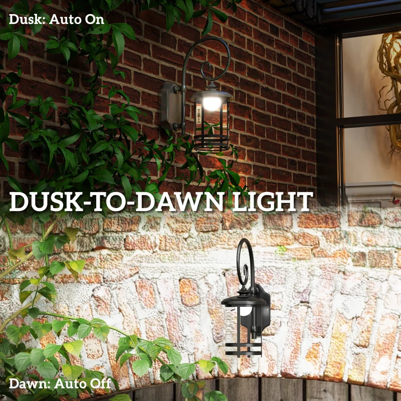 Outsunny Lampă de Exterior cu Panou Solar Impermeabil, Aprindere Automată, Lumină Solară în Aer Liber, 16.5x25.5x41 cm, Negru