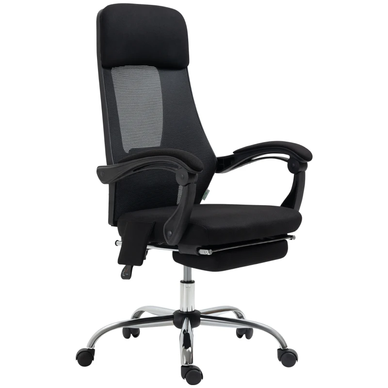 Vinsetto bureaustoel met massagefunctie, massagestoel, inclusief voetsteun, 2 vibratiepunten, USB-interface, zwart