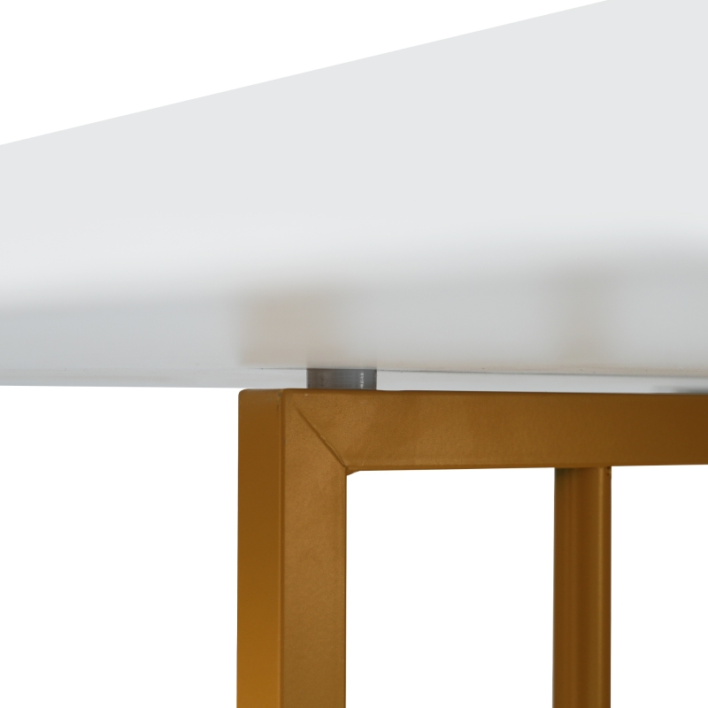 Ensemble Salle à Manger avec Table Extensible et 6 Chaises Salle à Manger Modernes, Table Multifonctionnelle Pliable, Blanc+Doré