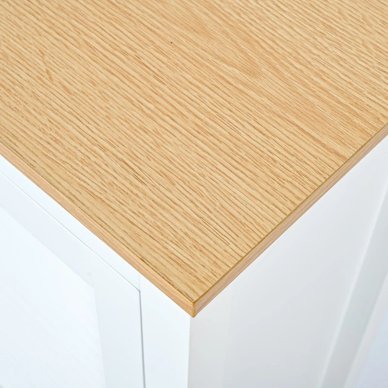 Buffet Moderne en MDF Laqué avec 2 Portes et 3 Tiroirs, Poignées en Métal, 120x35x80 cm, Blanc