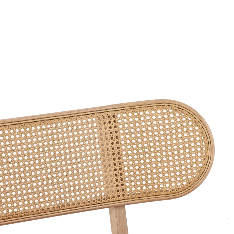 Banc 2 places dossier en rotin ovale effet cannage et assise rembourrée, 84x49x75 cm, Marron