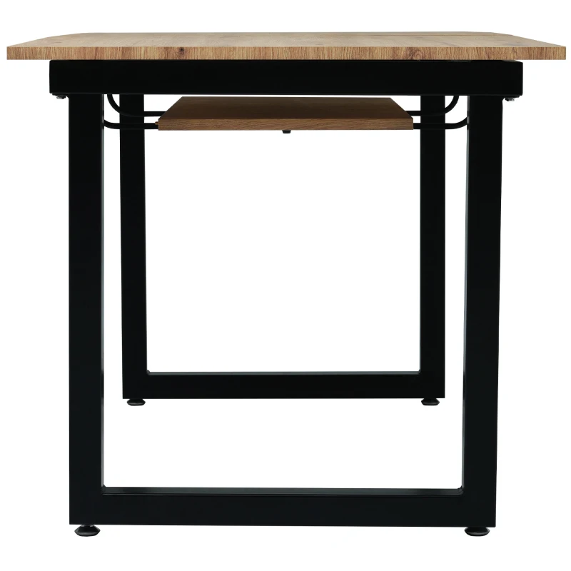 Table à Manger Extensible de Style Industriel, en Bois et Métal, Multifonctionnelle et Gain de Place, Noir+Naturel