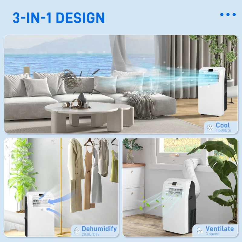 Homcom Aer Conditionat Portabil – 3 Moduri, 3 Viteze & Temporizator