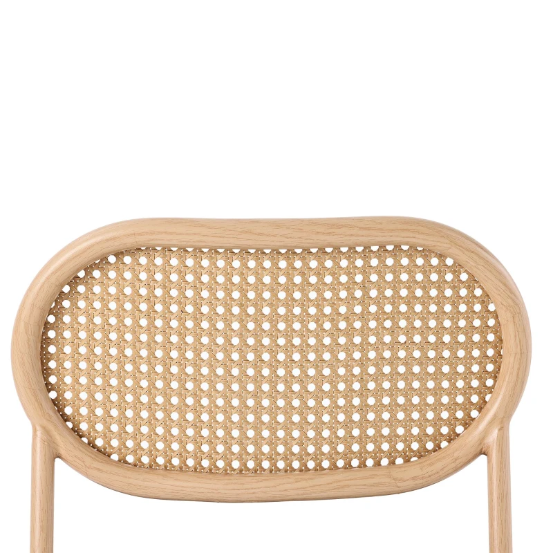 Set de 2 scaune de dining moderne din ratan cu cadru metalic, 56x52x27 cm, Maro