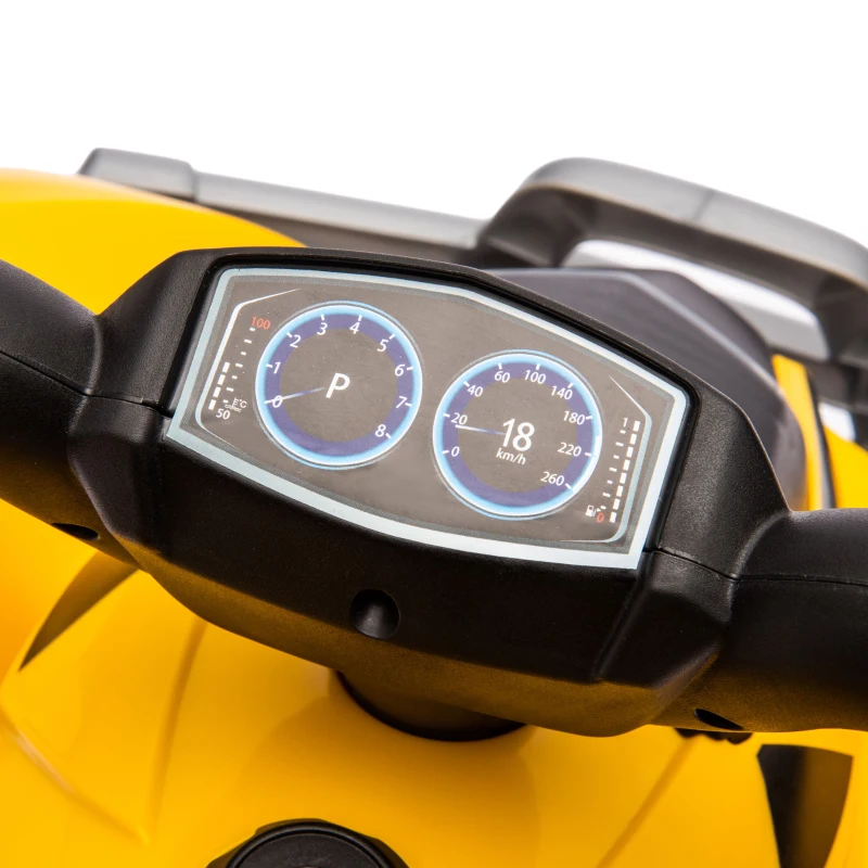 AIYAPLAY ATV pentru Copii, Vehicul cu Patru Roți pentru Copii, ATV cu Claxon și Faruri cu LED, 65.5x38.5x43.5 cm, Galben