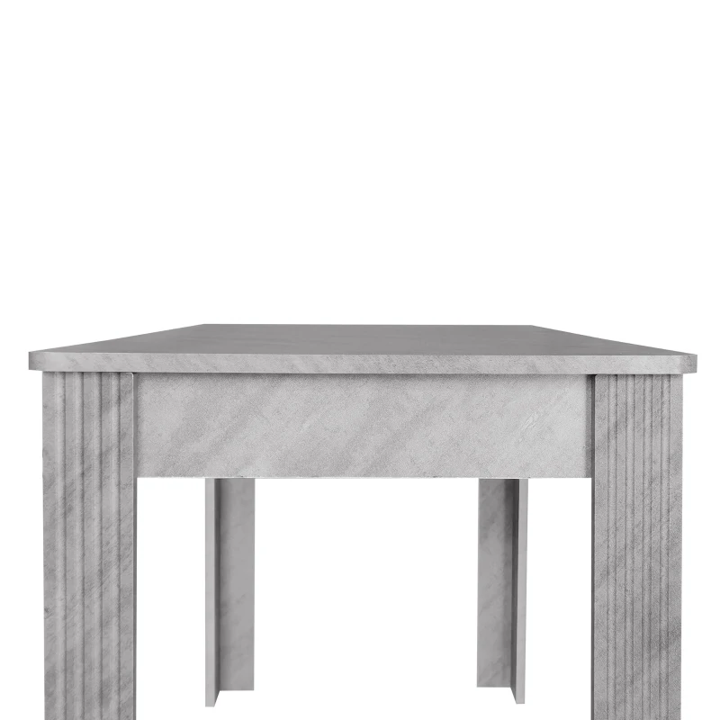 Ensemble de Salle à Manger Moderne avec Table et 2 Bancs, Design Contemporain et Structure Robuste, Gris+Blanc