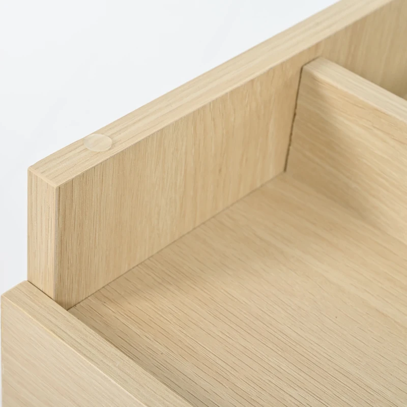 Coiffeuse Meuble avec Miroir et Tiroirs, Grande Capacité, 100x40x78 cm, Naturel+Blanc