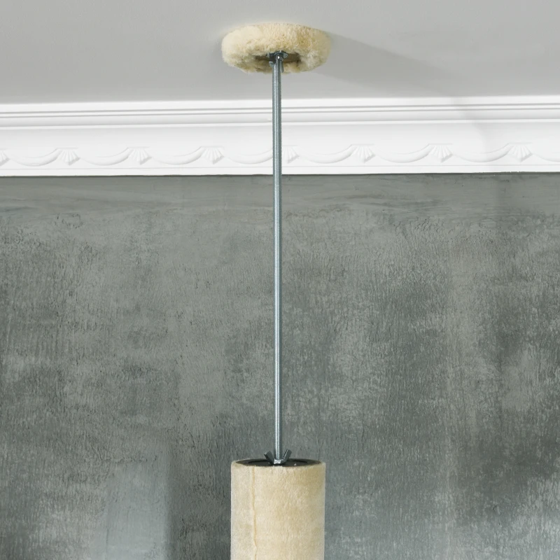 PawHut Krabpaal kattenboom, 1 kattenhol, 1 kattenbed, 1 ligplaats, 1 helling, 60 cm x 40 cm x 98 cm, Natuur + Beige