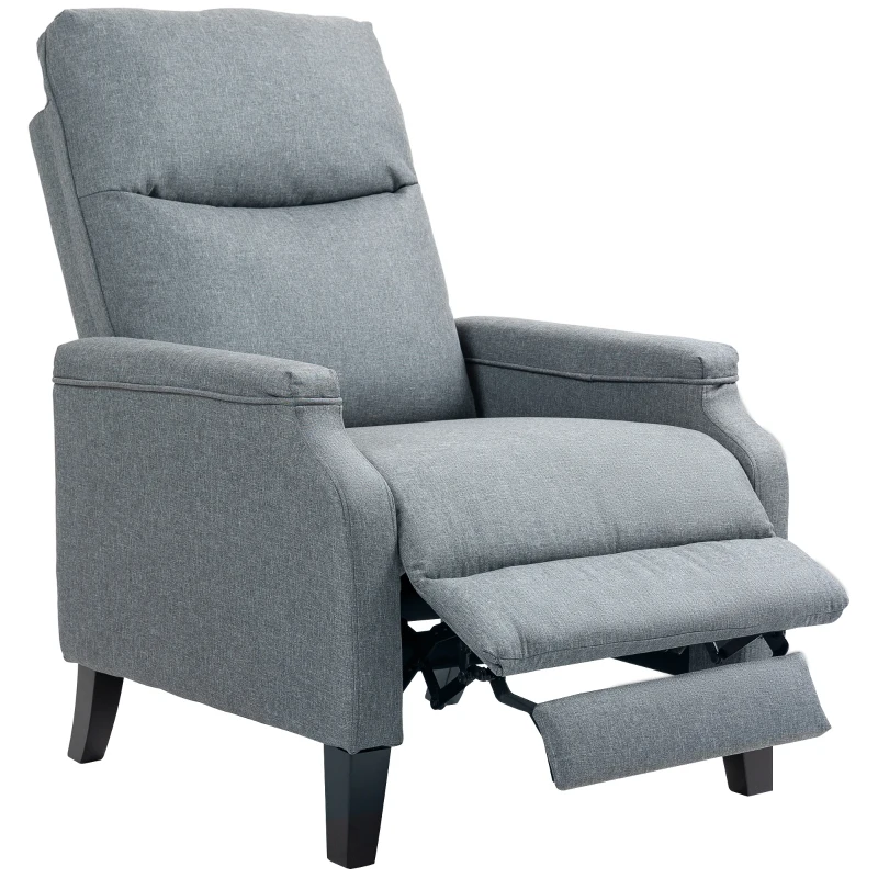 HOMCOM Fotoliu Relaxant Înclinabil, Fotoliu Ergonomic cu Spătar Înclinabil și Suport Dublu pentru Picioare, 72x83x103 cm, Gri