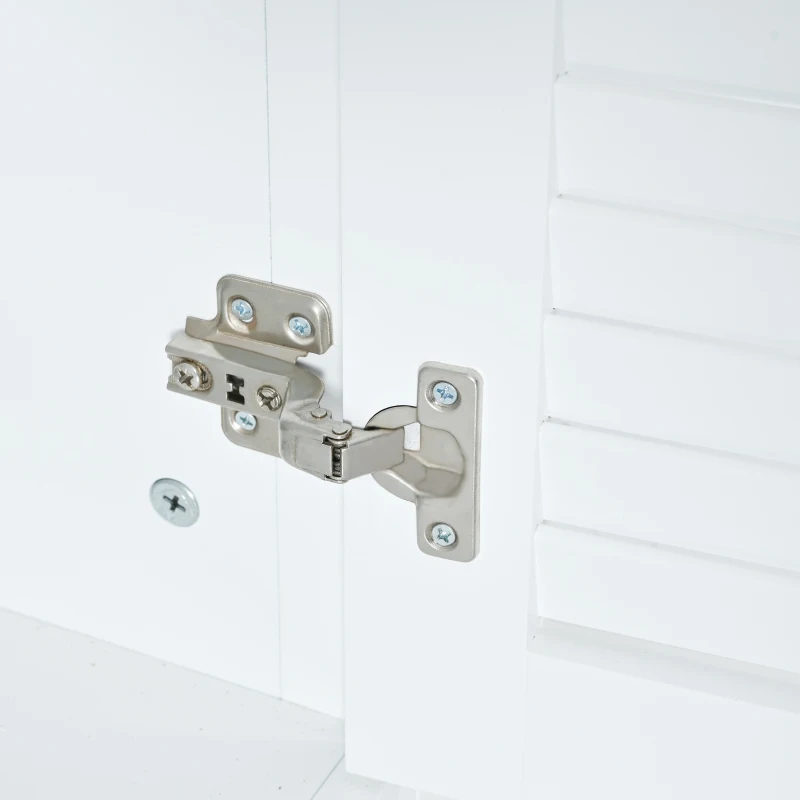 Buffet Moderne en MDF Laqué avec 2 Portes et 3 Tiroirs, Poignées en Métal, 120x35x80 cm, Blanc