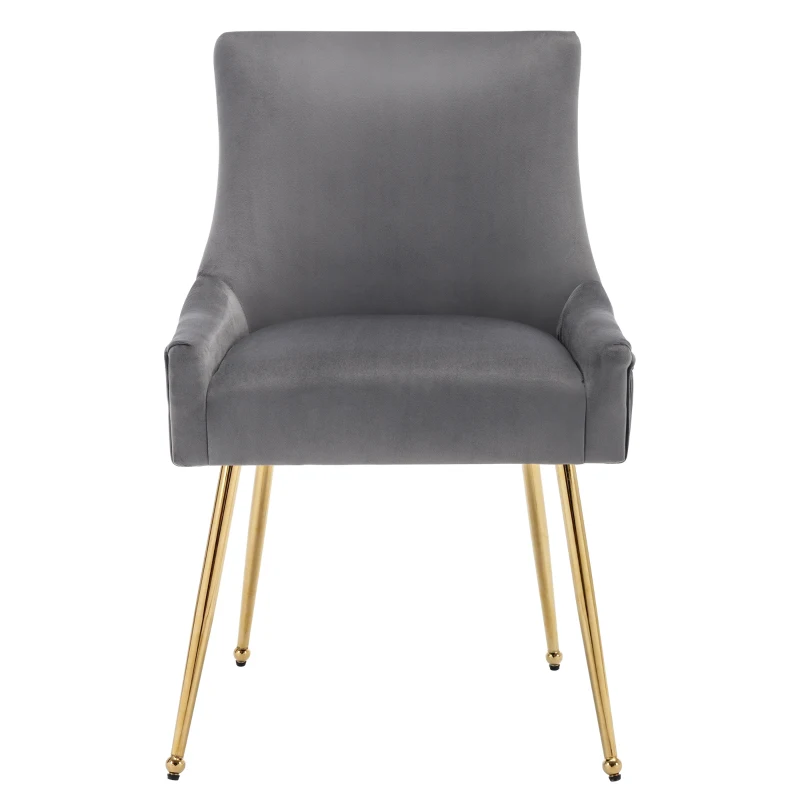 Ensemble de 2 fauteuils modernes en velours avec rayures verticales et assise rembourrée, 54x57,5x86,5 cm, Gris