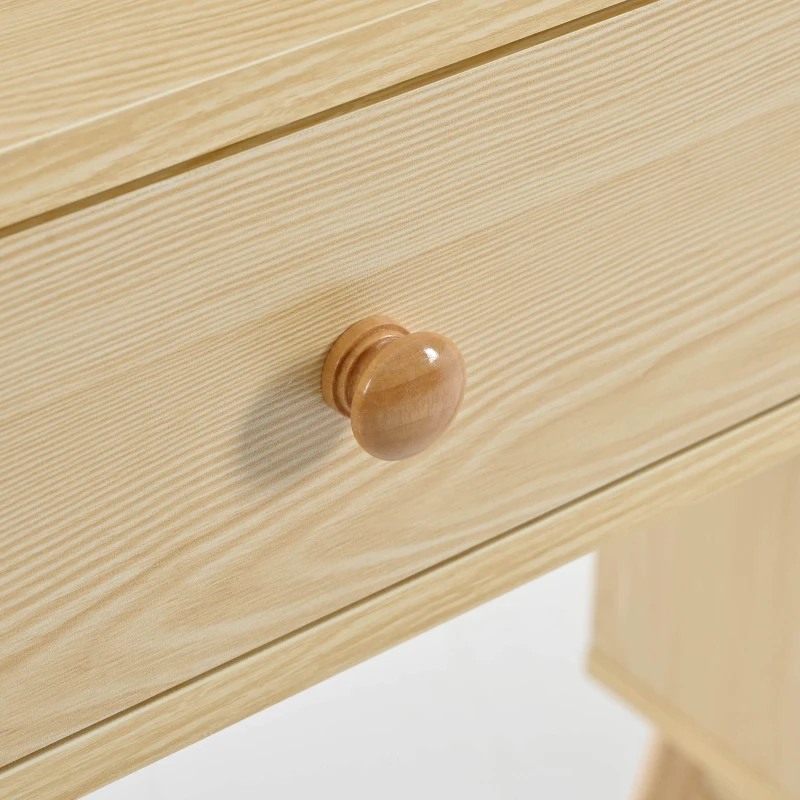 Coiffeuse avec Miroir LED, 4 Compartiments Ouverts et 4 Grands Tiroirs, 105x40x130,5 cm, Naturel