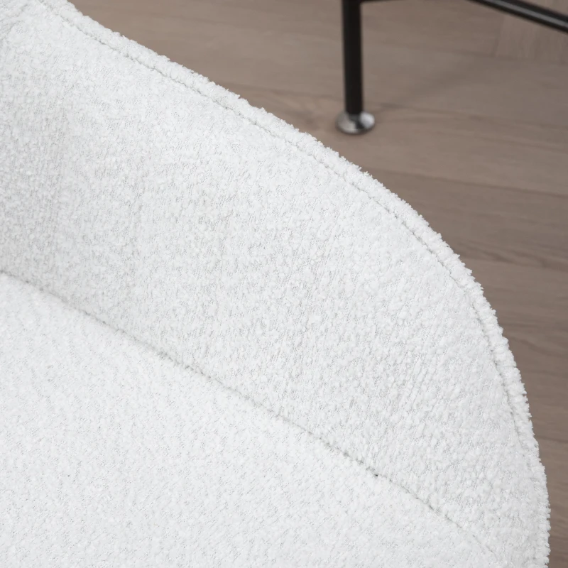 HOMCOM Scaun de Birou din Material Textil cu Înălțime Reglabilă, Scaun de Birou Pivotant cu Cotiere și Rotile, 58x58x83-93 cm, Alb