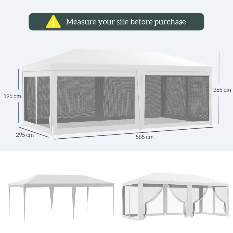 Outsunny Outdoor 116" x 234" Pop-Up Canopy Tent w/ UV Protection & Lasting Strength White