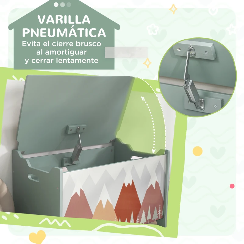 ZONEKIZ Conjunto para Niños Incluye 1 Cama Infantil Carga Máxima 40 kg 143x77x60 cm y 1 Baúl de Almacenamiento 60x37x39 cm Verde