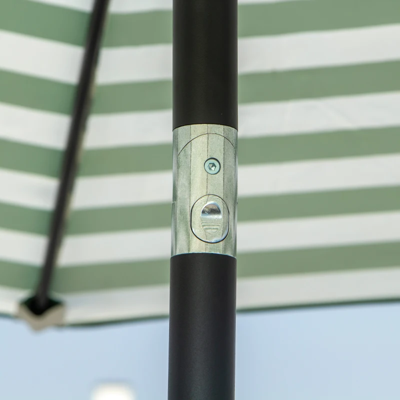 Outsunny Φ2.3m Patio Sun Umbrella Outdoor Market Table Parasol w/ Adjustable Angle 6 Ribs for Garden Backyard Pool Green Stripe