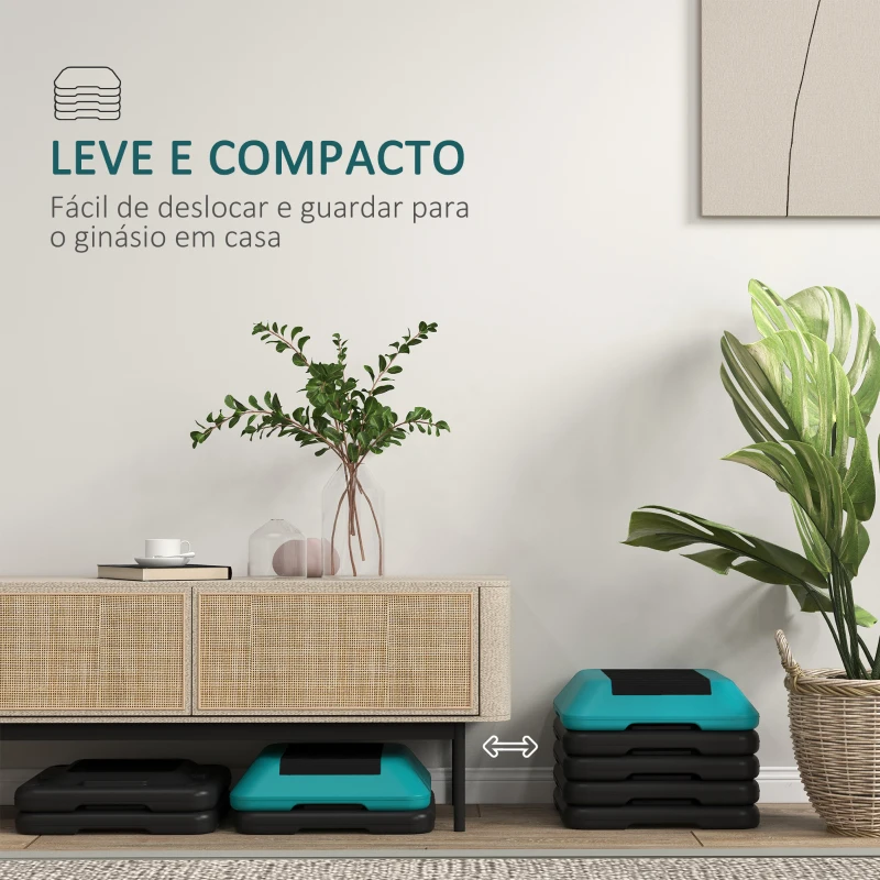 SPORTNOW Step para Exercício Aeróbico Plataforma Step Antideslizante com Altura Ajustável de 10/15/20/25/30 cm Azul
