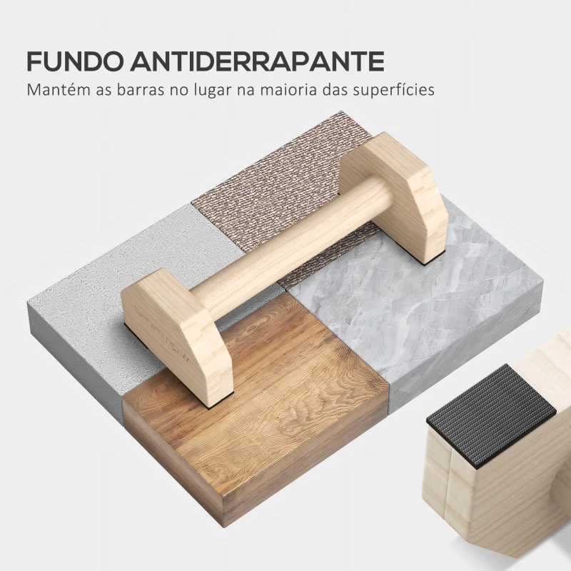 SPORTNOW Barras Paralelas de Madeira para Calistenia Barras Paralelas com Tapete Antideslizante para Ginásio Casa 30x13x10 cm Natural