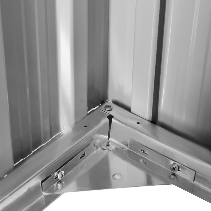 Outsunny Abri de Jardin - cabane de jardin 1,26 m² - cabanon rangement outils 2 Portes verrouillables - dim. 147L x 86l x 134H cm - tôle d'acier Gris Blanc