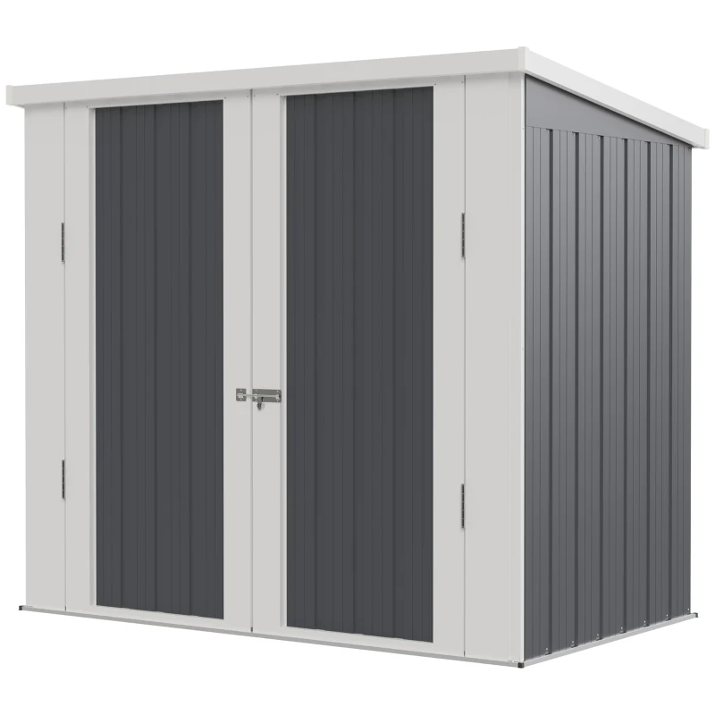 Outsunny Abri de Jardin - cabane de jardin 1,26 m² - cabanon rangement outils 2 Portes verrouillables - dim. 147L x 86l x 134H cm - tôle d'acier Gris Blanc