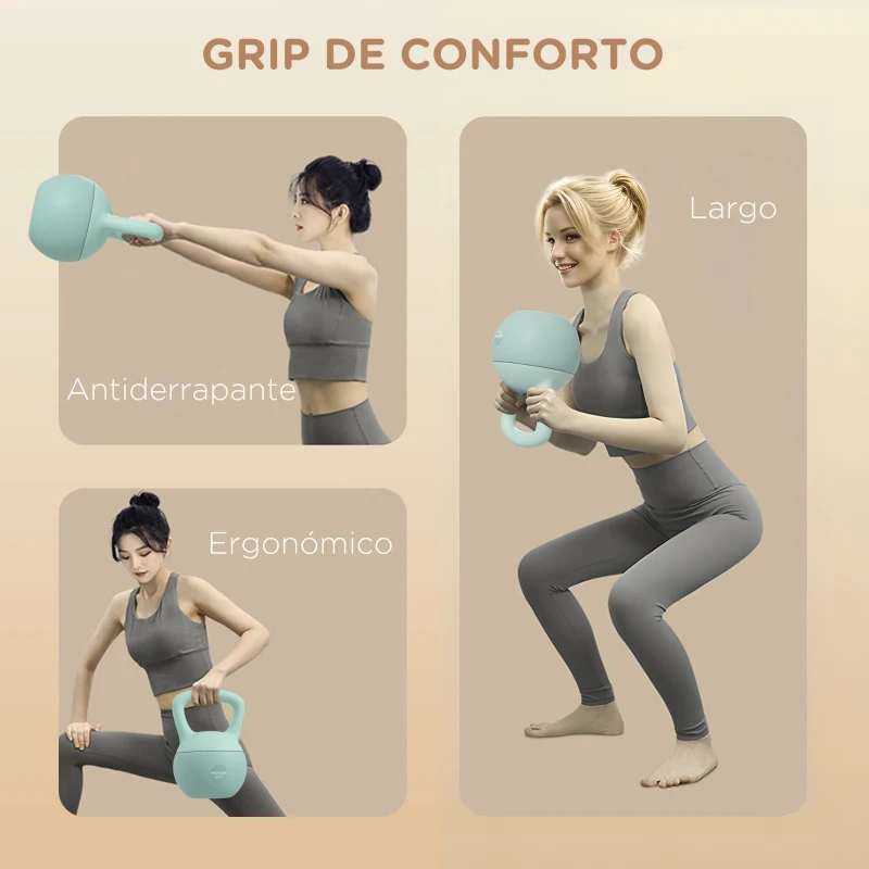 SPORTNOW Kettlebell de 6 kg Pesa Russa Preenchida de Areia Metálica e Alça Antiderrapante para Treino em Casa Ginásio 19x19x28 cm Verde