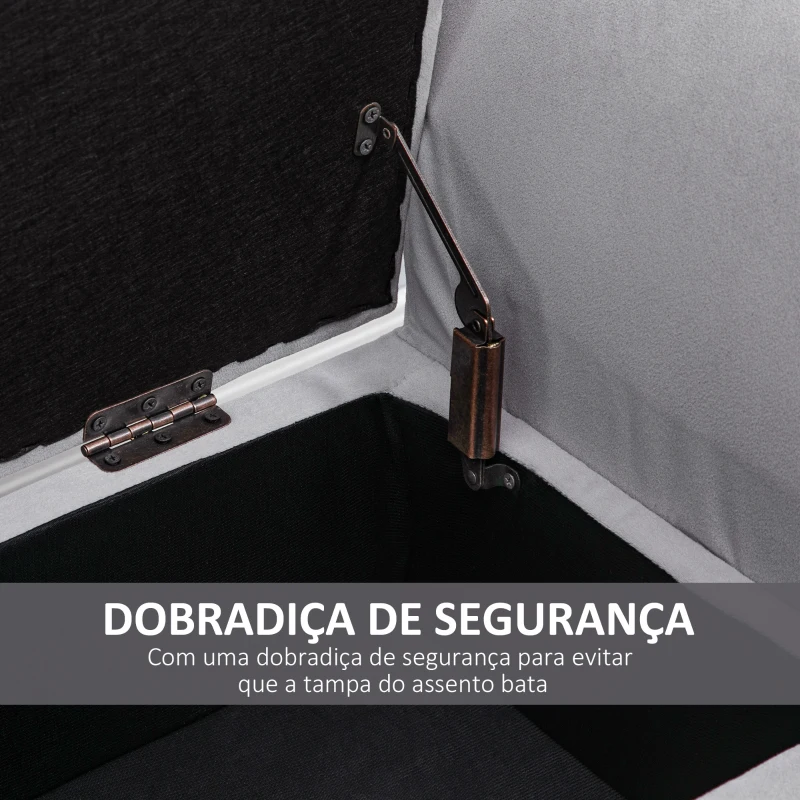 HOMCOM Banco para Pé de Cama Estofado em Veludo com Tampa Apoio para os Braços Pés de Madeira 111,5x41x65cm Cinza Claro