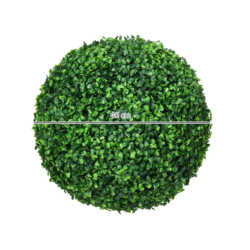 HOMCOM Set de 2 Bile Artificiale, Bile de Arbori Topiari din Buxus,  Ø40cm, Verde