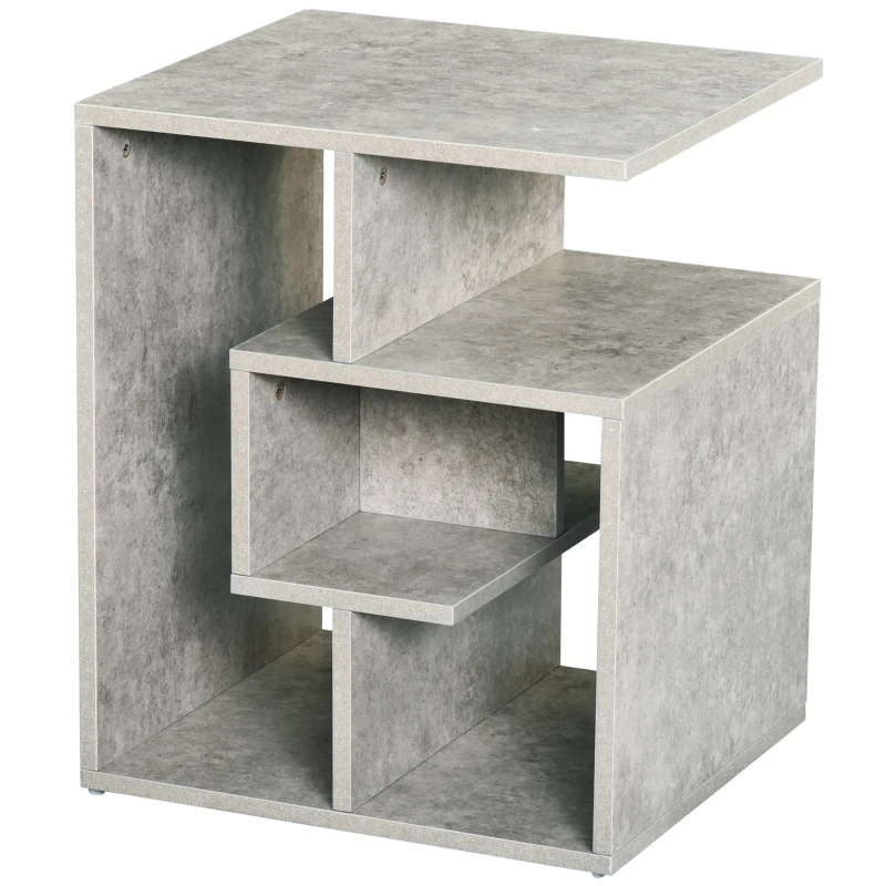 HOMCOM Biblioteca pe 3 niveluri in Lemn Gri Efect Ciment 45x40x55cm