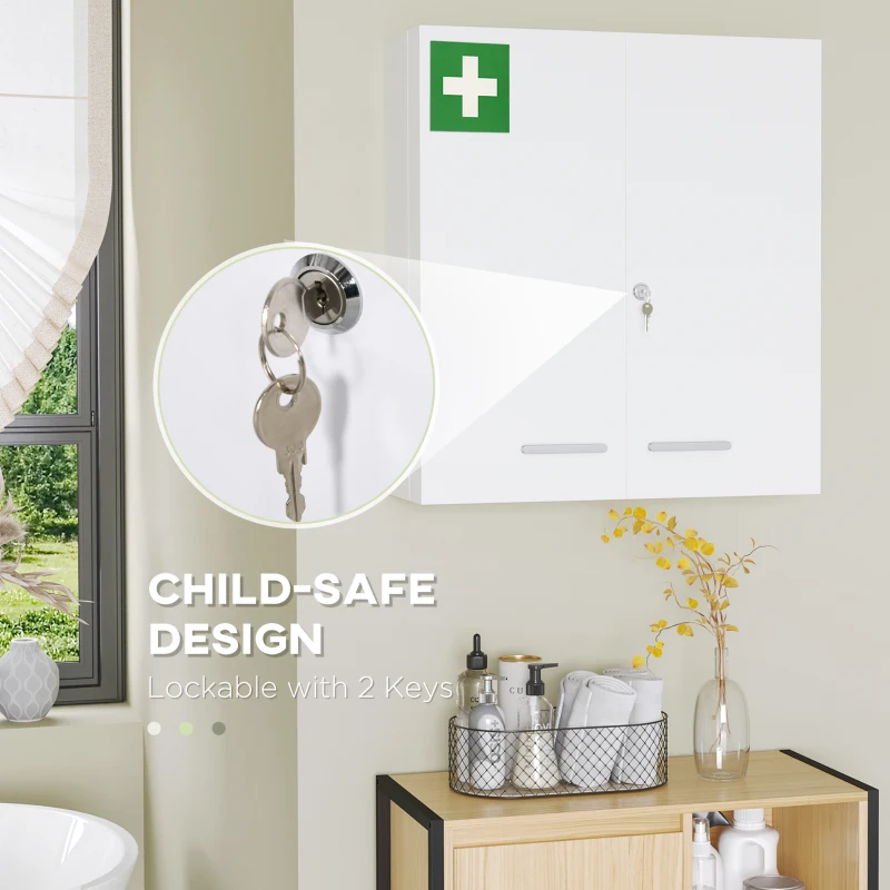 Kleankin Dulap Garda Medicamente 6 Rafturi 55x18x60 cm – Alb