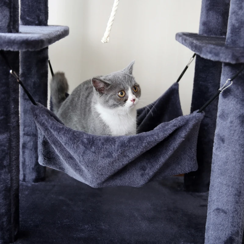Extra-Large Cat Tree with Scratching Posts, Multi-Level Activity Centre for Large Cats, 61x50.5x170 cm, Grey