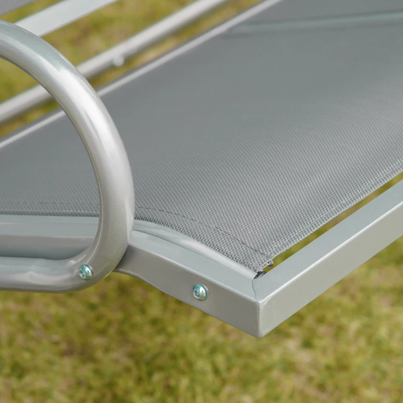 Outsunny Three Person Steel Outdoor Porch Swing Chair Bench w/ Canopy Cover Grey