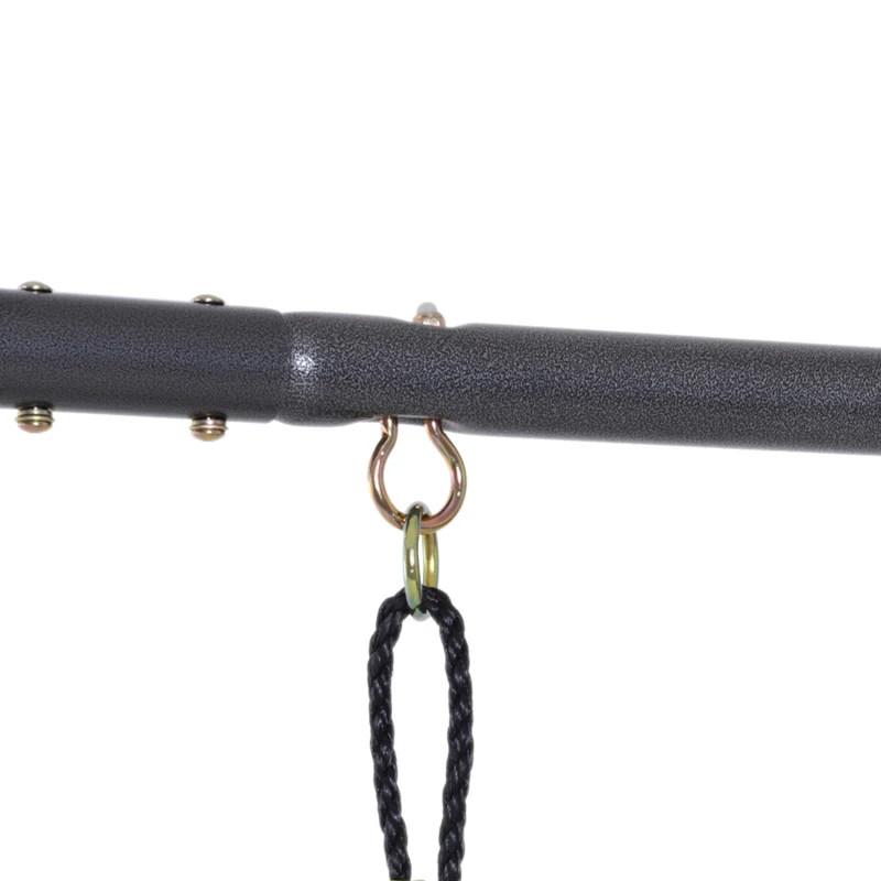 HOMCOM Balançoire enfant 2 agrès portique avec balançoire et échelle dim. 2,65L x 1,38l x 1,75H m métal époxy anticorrosion PE Gris Anthracite Vert Pomme