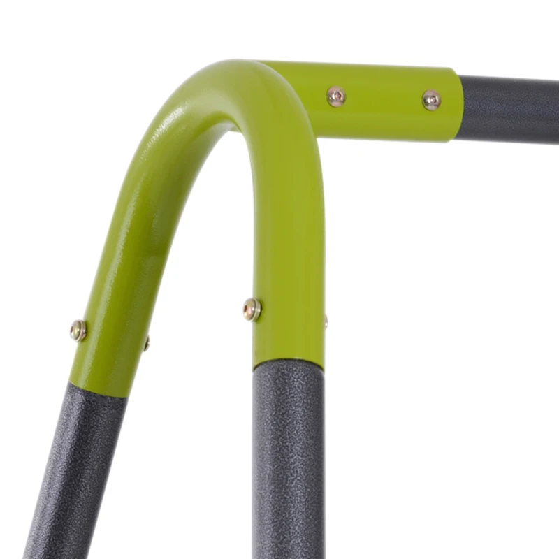 HOMCOM Balançoire enfant 2 agrès portique avec balançoire et échelle dim. 2,65L x 1,38l x 1,75H m métal époxy anticorrosion PE Gris Anthracite Vert Pomme