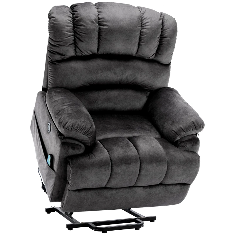 Electric Power Lift Recliner Chair with Heating Massage Points, Vibration, USB Ports, and Side Pockets, 103x100x106 cm, Grey