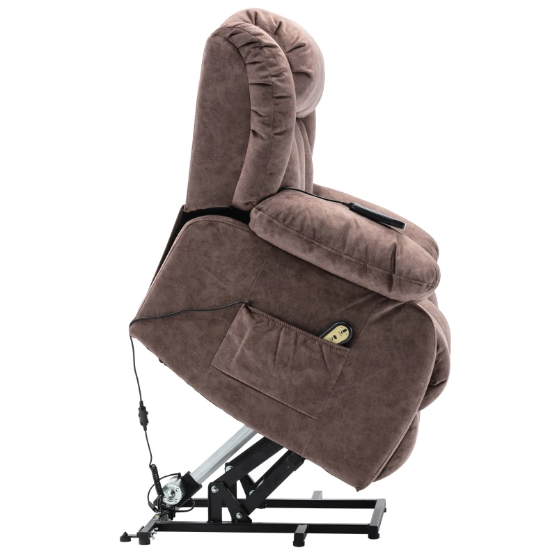 Power Lift Recliner Massage Chair with Heat & Vibration, Heavy Duty Safety Motion for Elderly, Easy Assembly, 96x95x100 cm, Brown