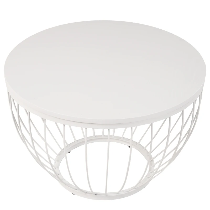 Modern Nest of Coffee Tables Set of 2, Melamine Veneer Top with Metal Frame, Includes Large and Small Tables, Easy Assembly, 60x60x40 cm; 40x40x42 cm, White