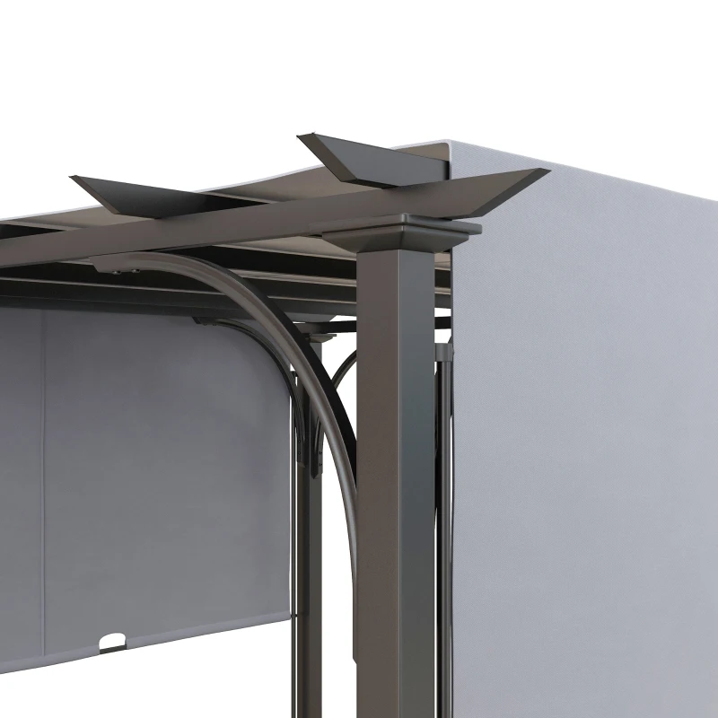 Outsunny 3 x 3(m) Outdoor Retractable Pergola, Garden Pergola Gazebo with Adjustable Canopy, Grey