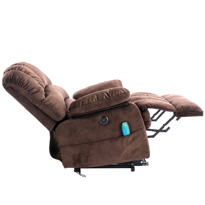 Power Lift Massage Chair with Heating Points, Side Pockets, Easy Assembly, Electric Recliner Armchair for Elderly, 103x100x106 cm, Brown