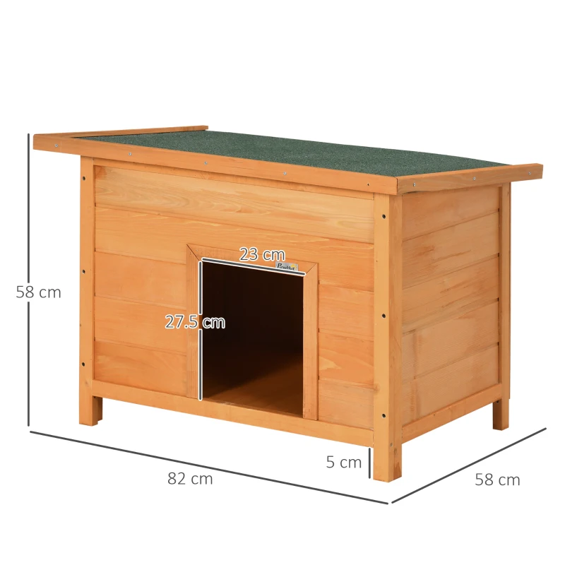 PawHut Wooden Dog Kennel Elevated Dog Pet House w/ Open Top 82W x 58D x 58H cm(m-3)