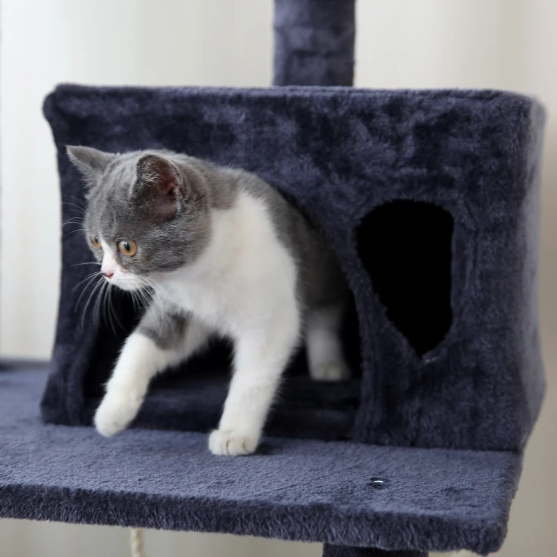 Extra-Large Cat Tree with Scratching Posts, Multi-Level Activity Centre for Large Cats, 61x50.5x170 cm, Grey
