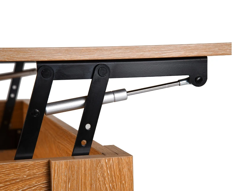 Lift-Top Coffee Table with Hidden Storage and Lower Shelf, Adjustable Height, Engineered Hardwood, 100x45x49-63 cm, Oak