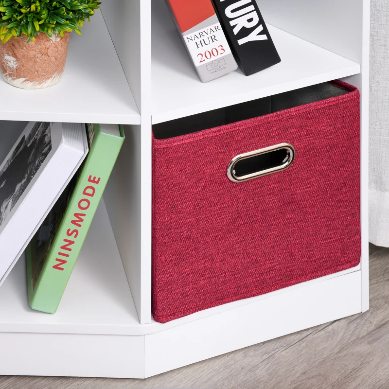 HOMCOM Meuble de rangement d'angle meuble enfant unité de rangement 9 niches 3 tiroirs non tissé MDF blanc