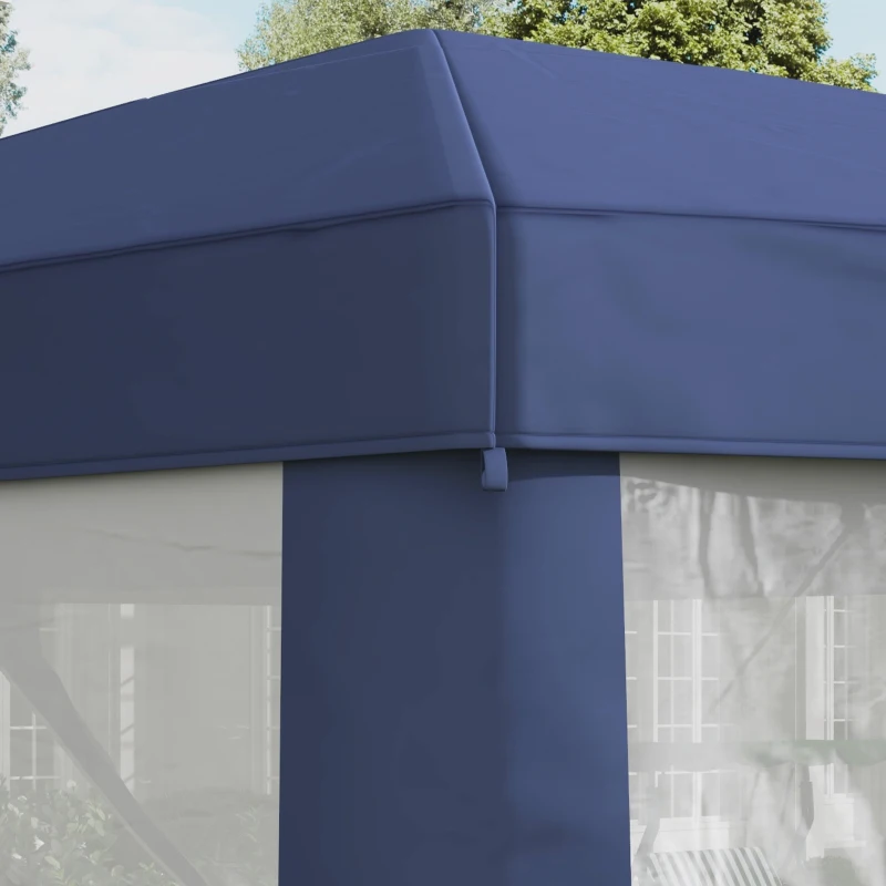 Outsunny Pavillon Gartenpavillon mit Moskitonetz Partyzelt Gartenzelt Festzelt Zelt 6-eckig Polyester+Metall Blau 394x341,2x250cm